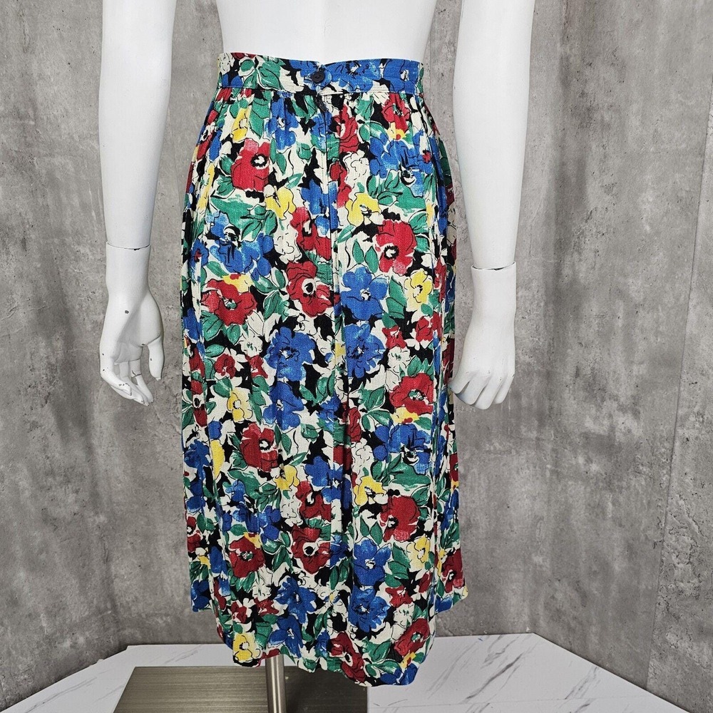 Vintage 80s Worthington Petite S Floral Pleated Midi Skirt Rayon Made‎ USA - Picture 6 of 10